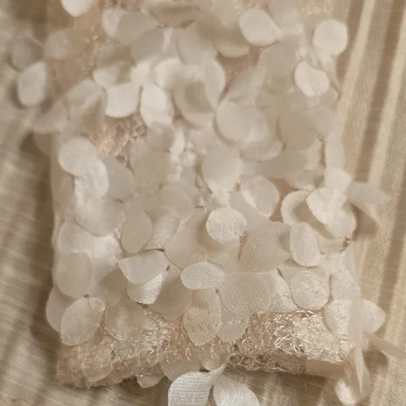 BCBGMaxAzria Ivory Lace Long Sleeve Dress 3D Flowers - Picture 12 of 16